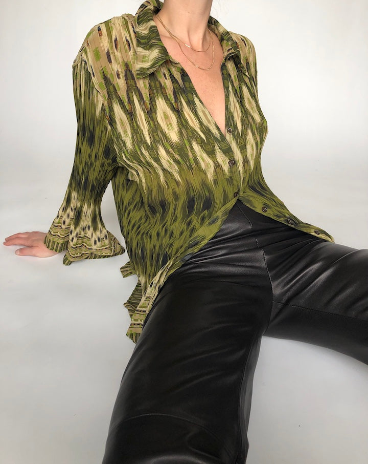 VINTAGE GREEN PATTERNED BLOUSE 148