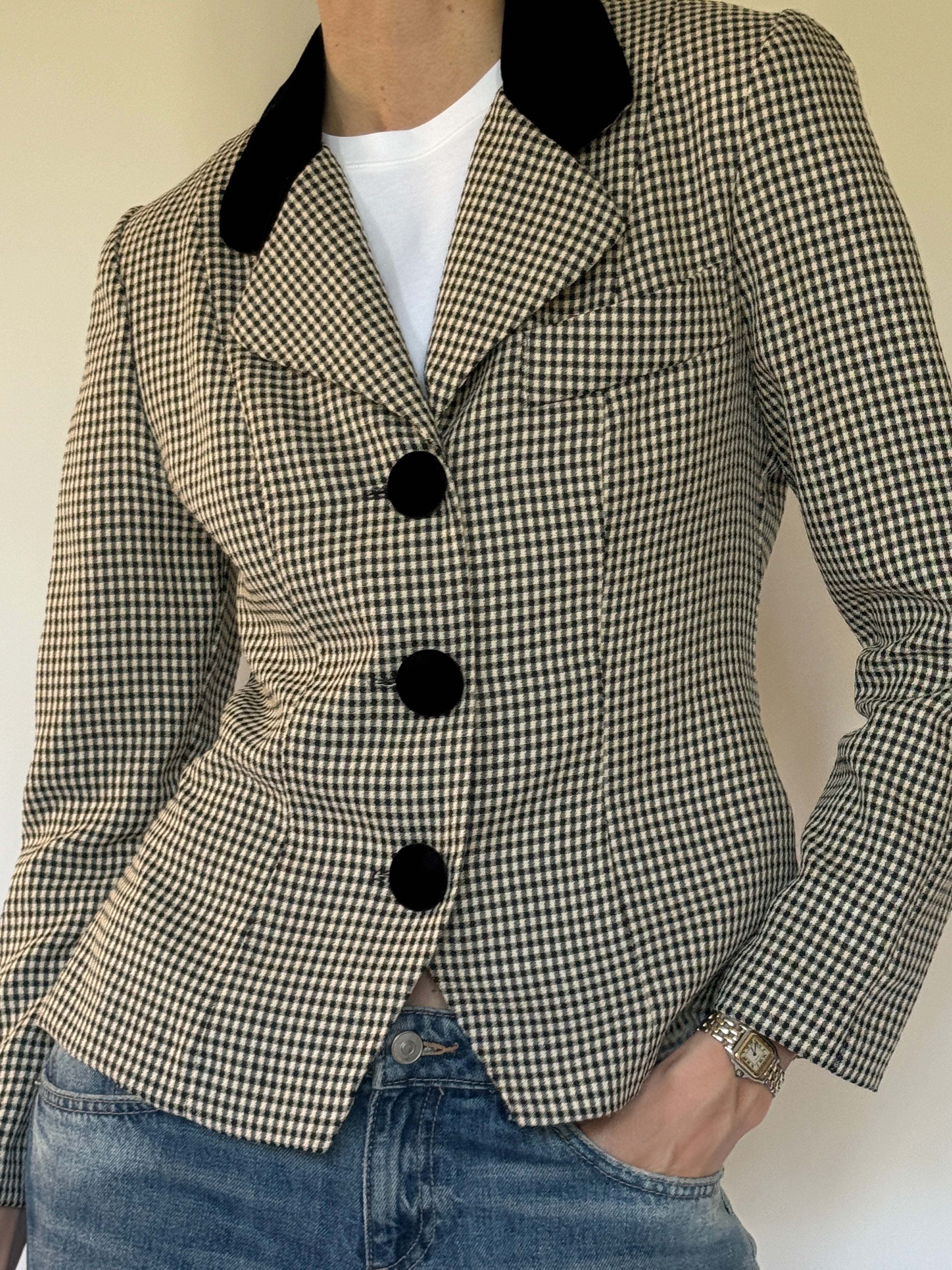 Vintage gingham fabric close-up