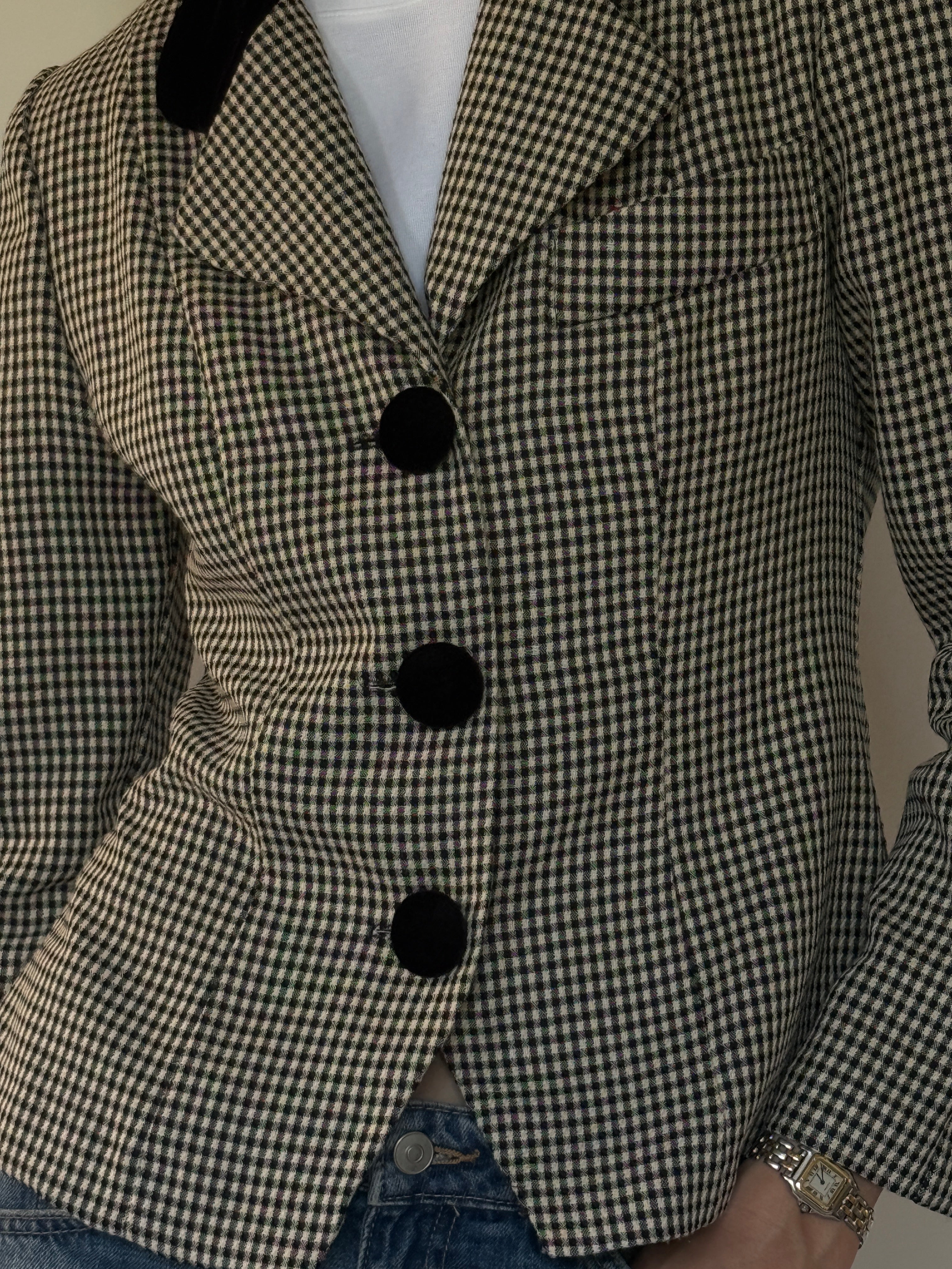 Vintage black gingham jacket front view