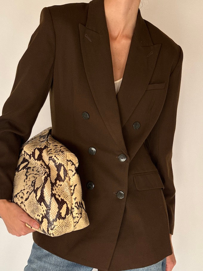 Vintage Double-Breasted Blazer Chocolate Brown