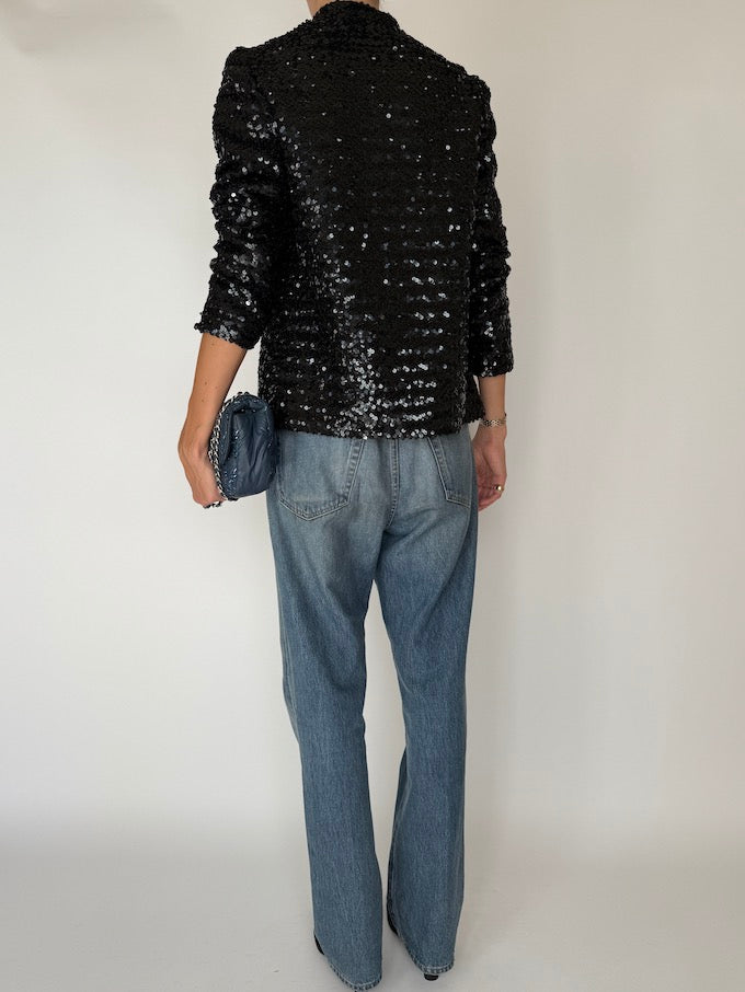 Vintage Sequin Jacket In Black 5841