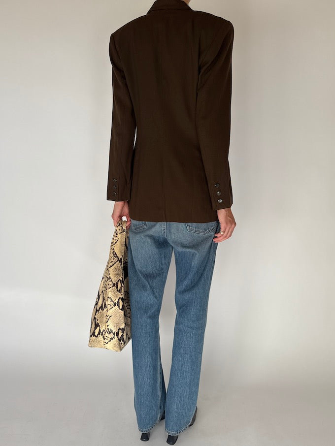 Vintage Double-Breasted Blazer Chocolate Brown