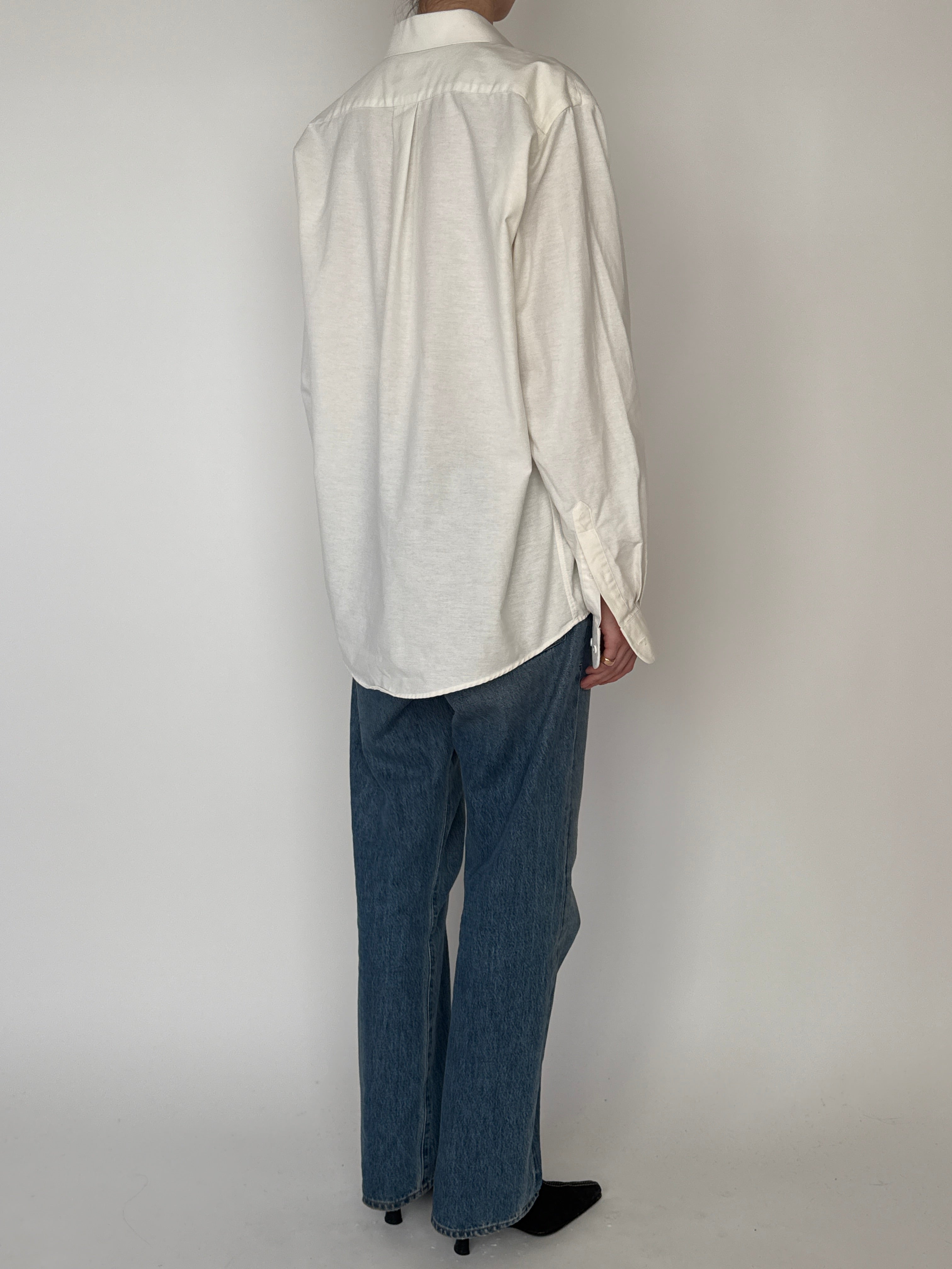 Vintage cream button down shirt back view