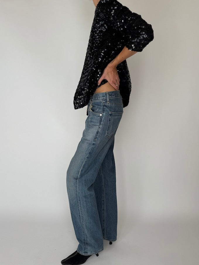 Vintage Sequin Jacket In Black 5841