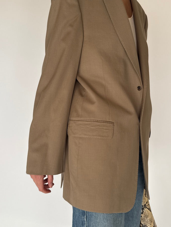 Vintage Oversized Wool Blazer Beige 6690