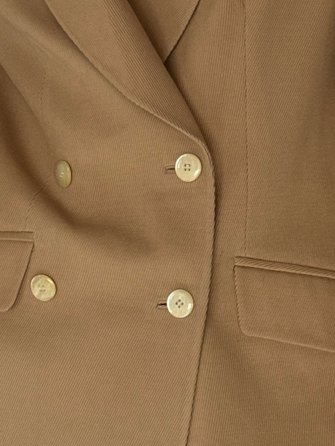 Vintage Camel Wool Double-Breasted Blazer 6692