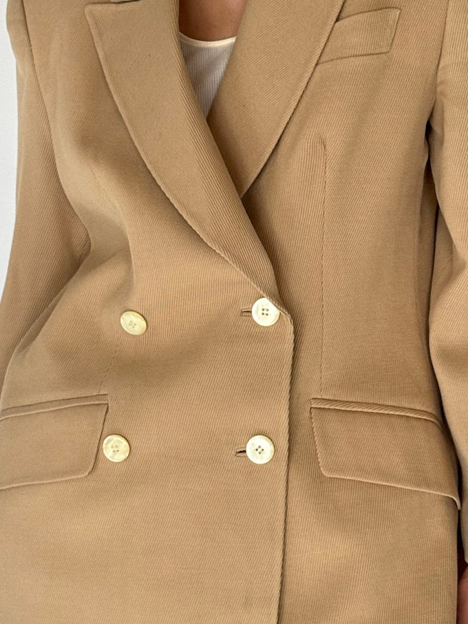 Vintage Camel Wool Double-Breasted Blazer 6692