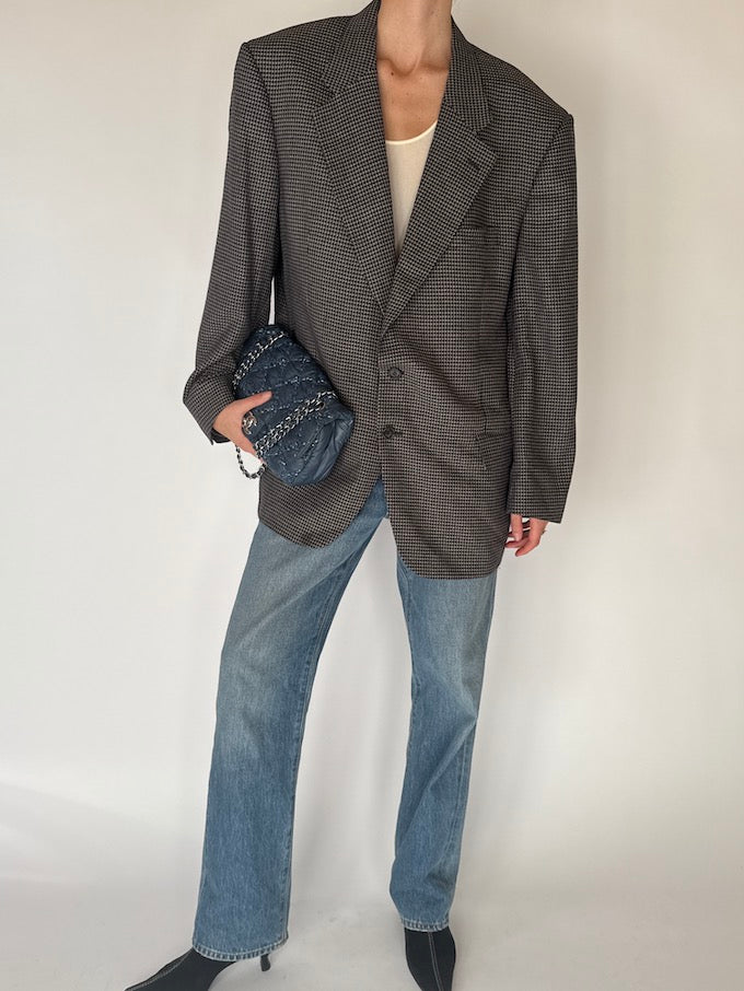 Vintage Houndstooth Wool Blazer 6693