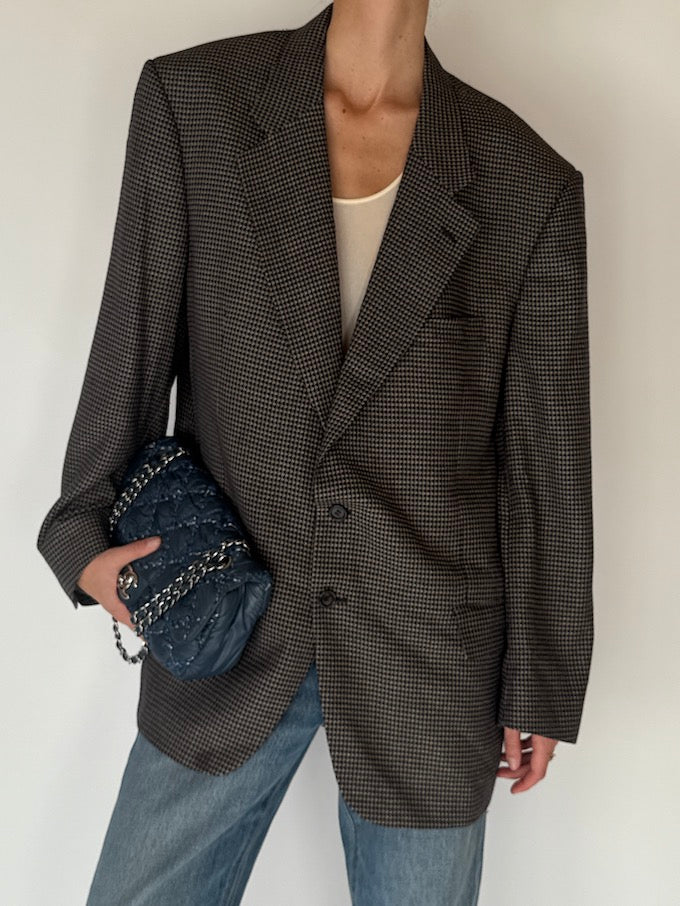 Vintage Houndstooth Wool Blazer 6693