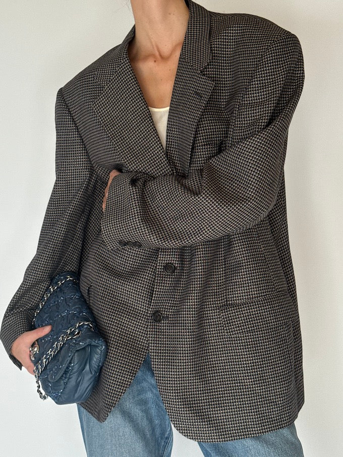 Vintage Houndstooth Wool Blazer 6693