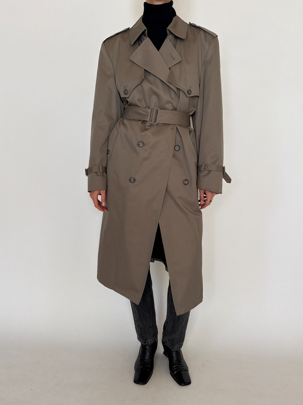 Vintage classic taupe trench coat SKU 8455