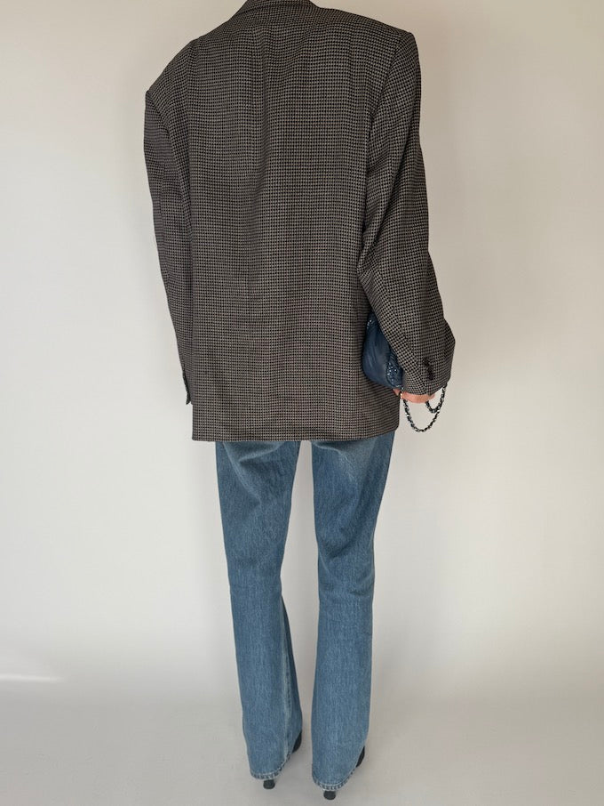 Vintage Houndstooth Wool Blazer 6693