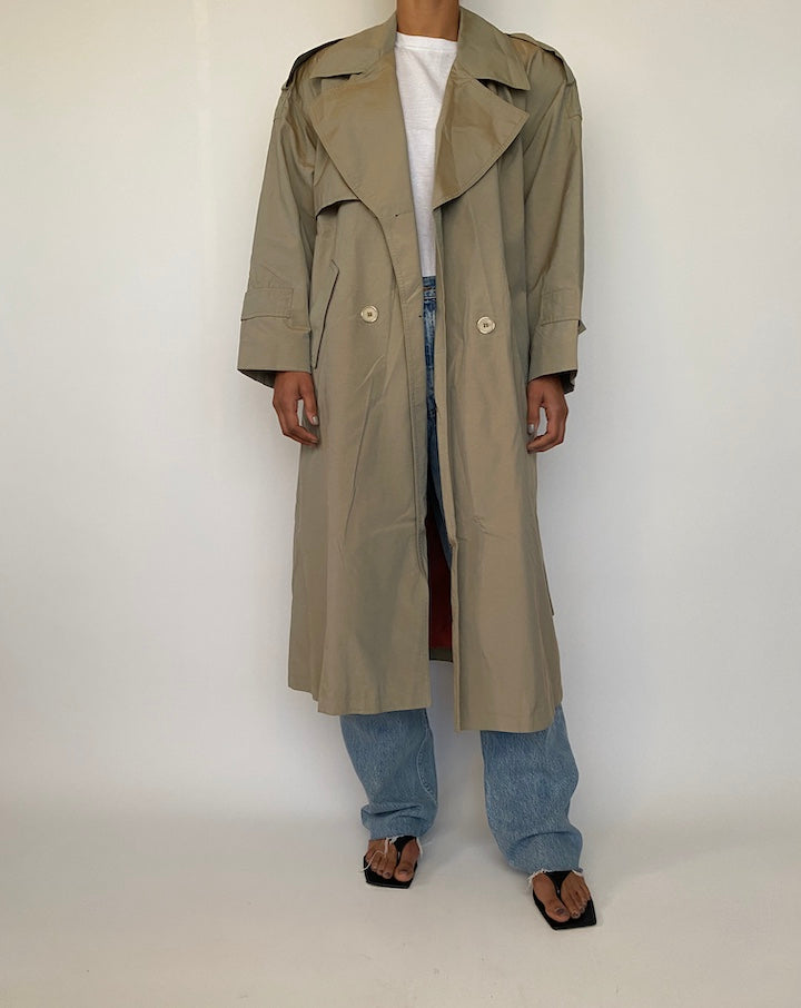VINTAGE OVERSIZED BEIGE TRENCH COAT 2490
