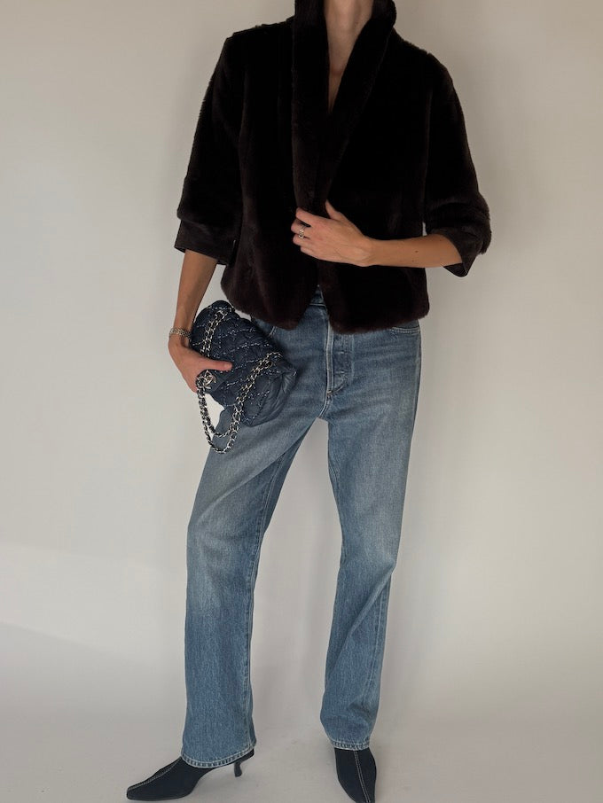 Vintage Faux Fur Jacket Brown 6696