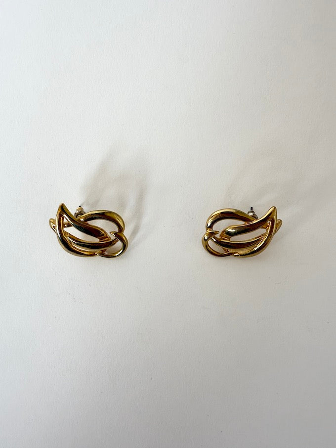Vintage Gold-Tone Knot Stud Earrings
