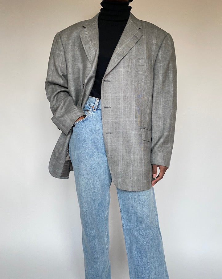 VINTAGE WOOL AND SILK BLAZER IN GREY