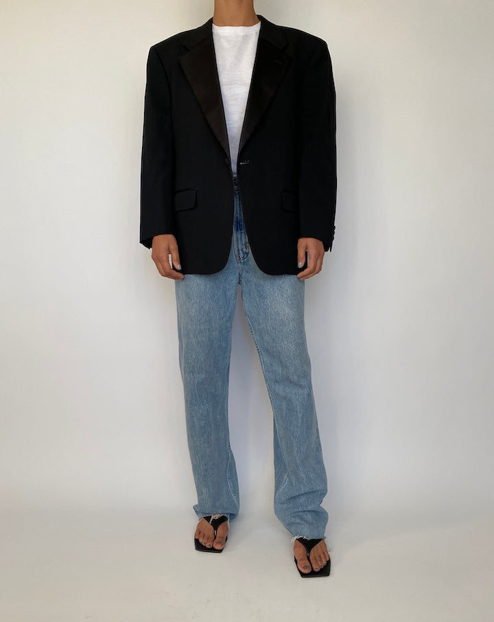 VINTAGE BLACK WOOL BLAZER 2496