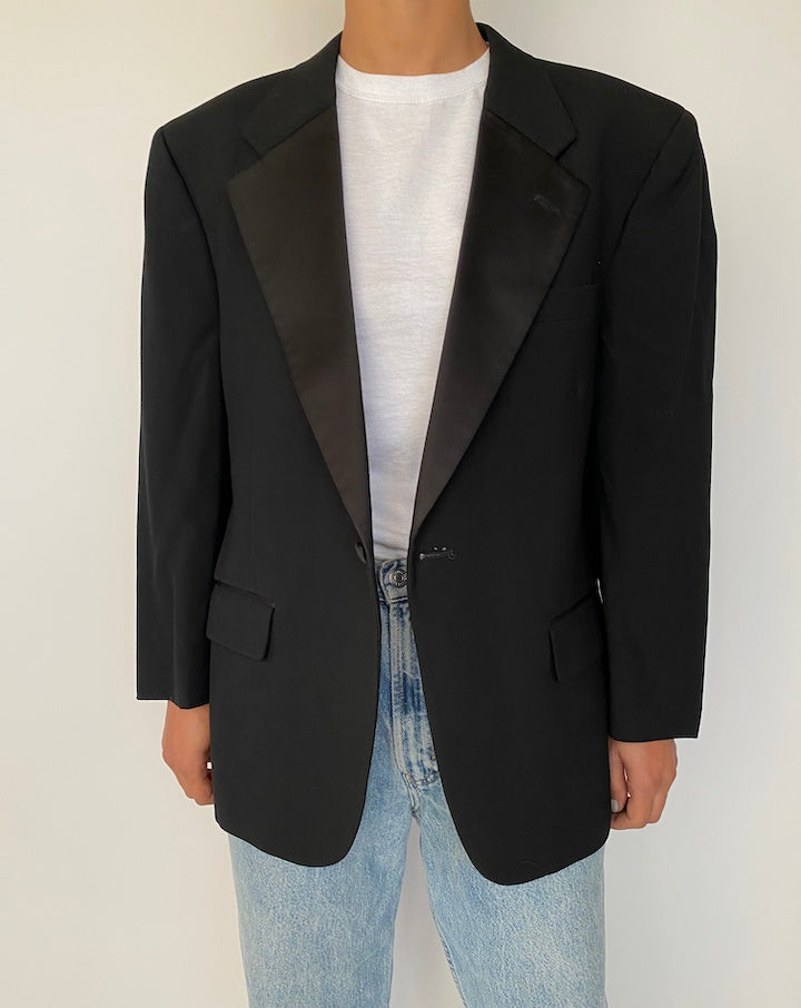 VINTAGE BLACK WOOL BLAZER 2496