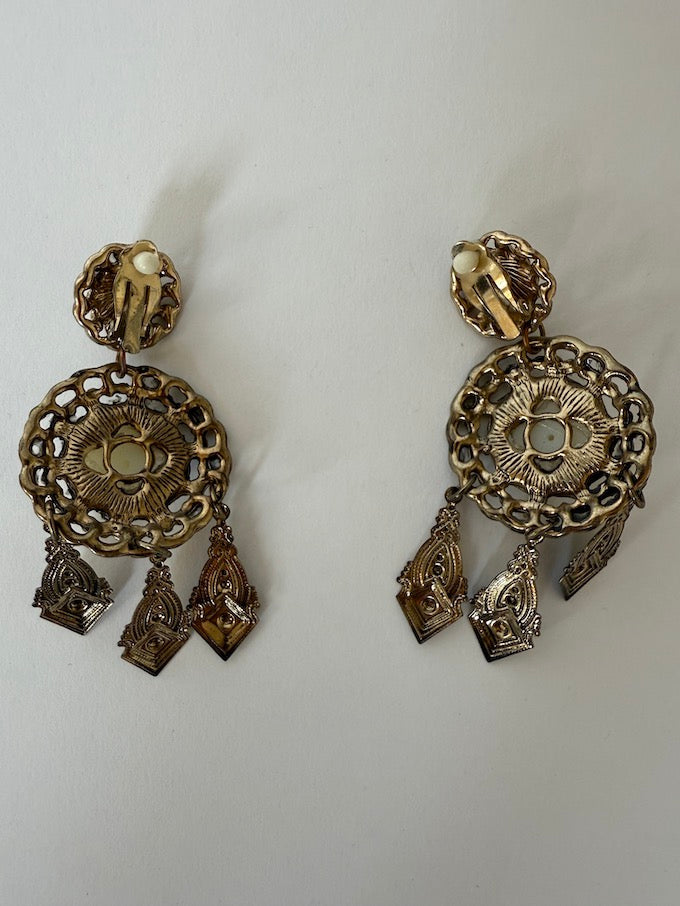Vintage Baroque Statement Clip-On Earrings