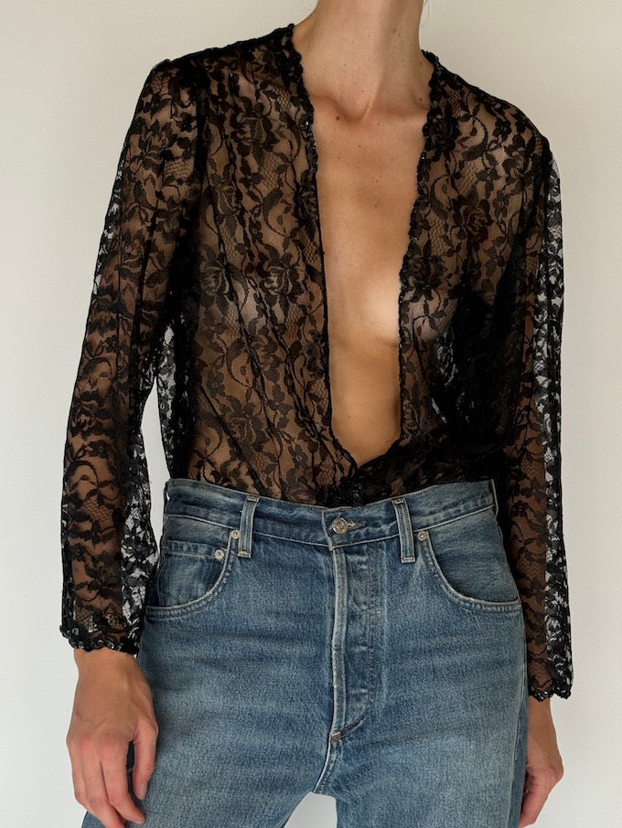 Vintage Lace Sequin Blouse 6698