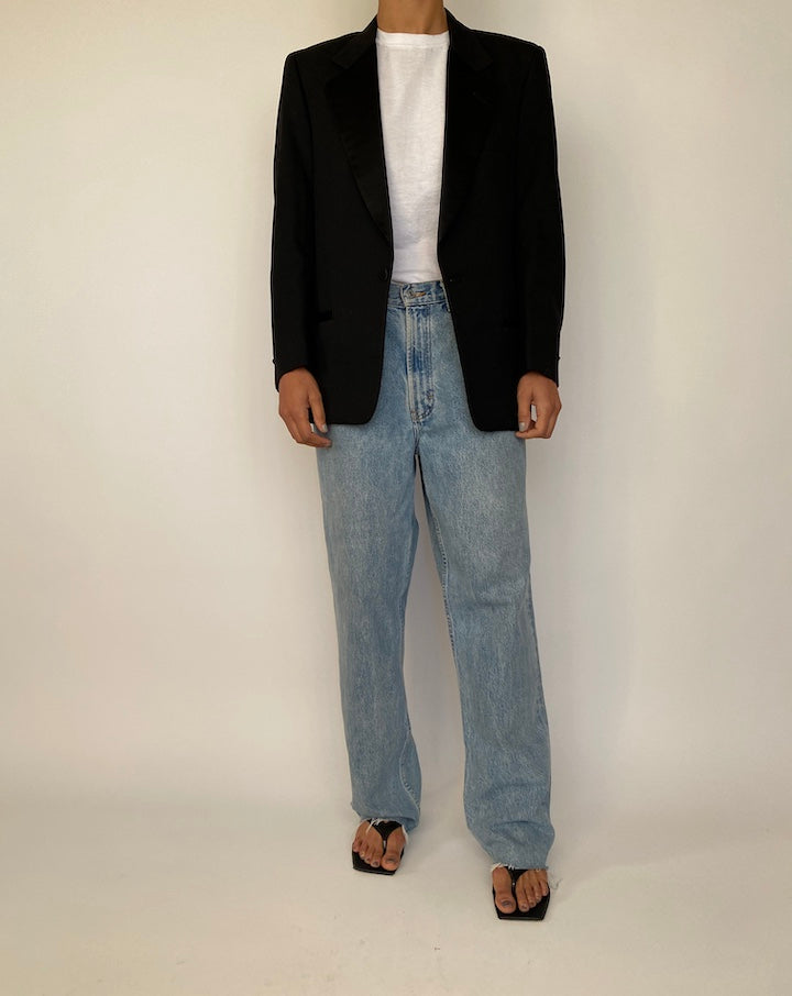 VINTAGE BLACK STRIPED BLAZER 2498