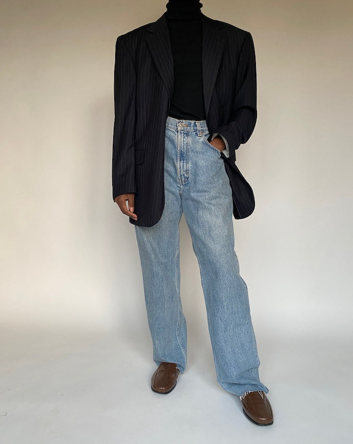 VINTAGE NAVY PINSTRIPED BLAZER 1698