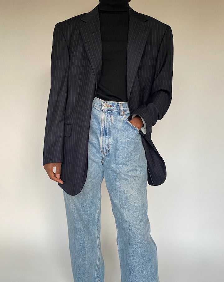 VINTAGE NAVY PINSTRIPED BLAZER 1698