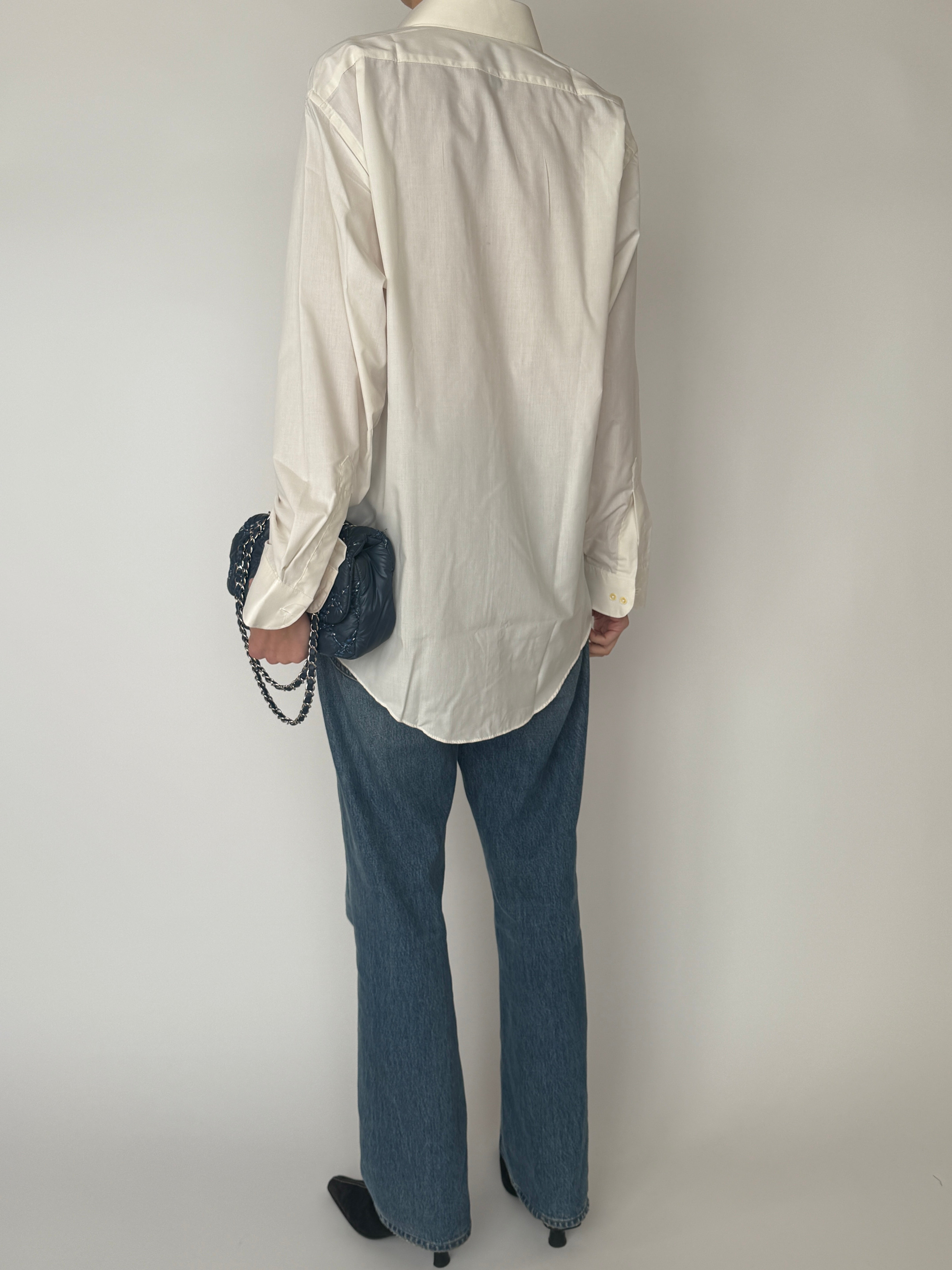 Vintage cream button-up shirt back view