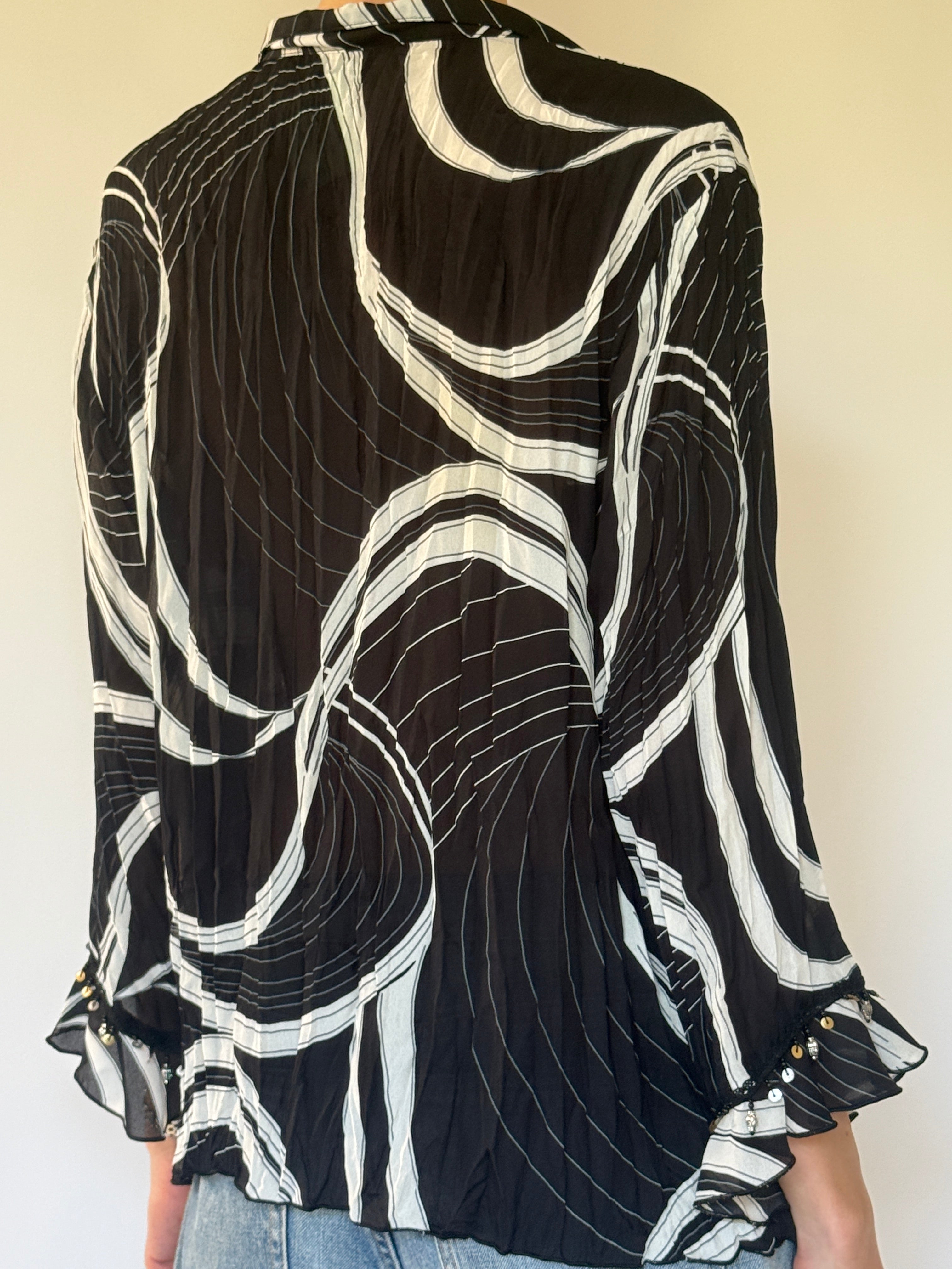 Vintage black sheer blouse back view