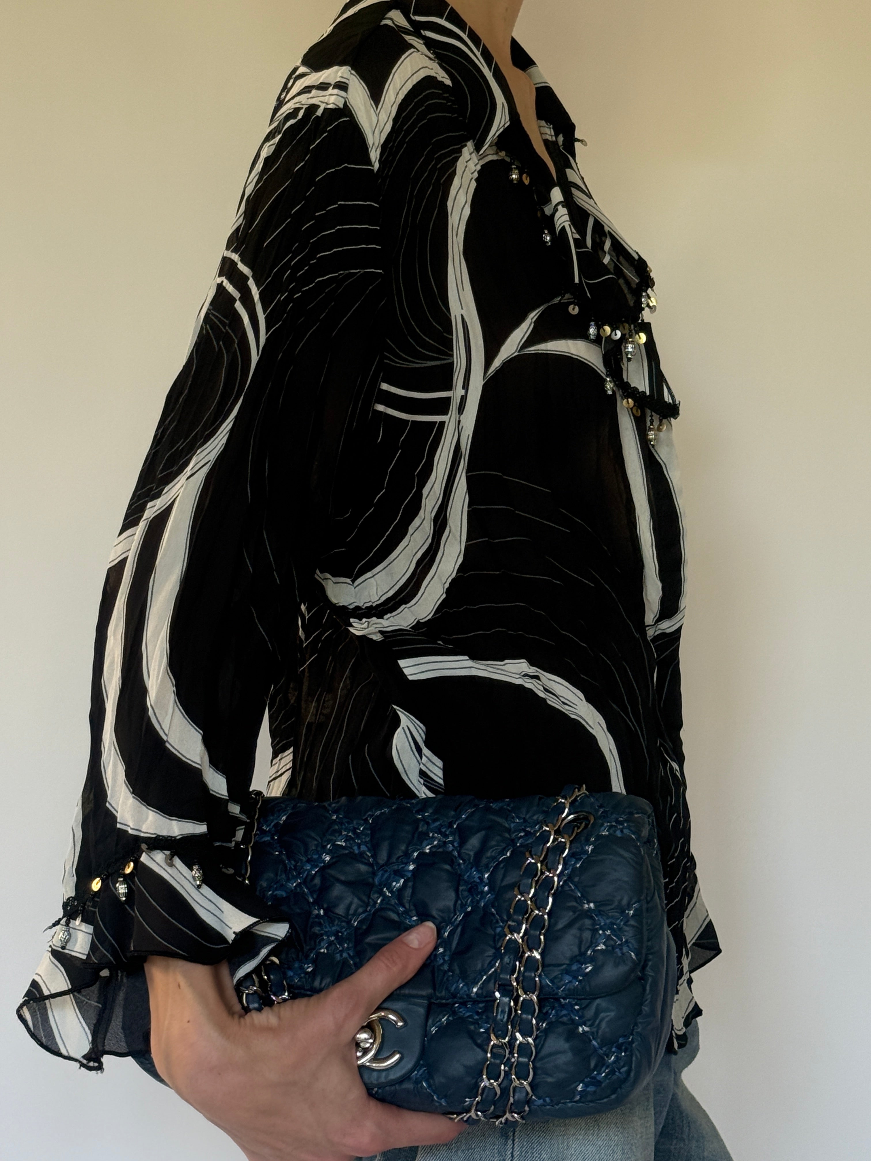 Vintage black sheer blouse side view