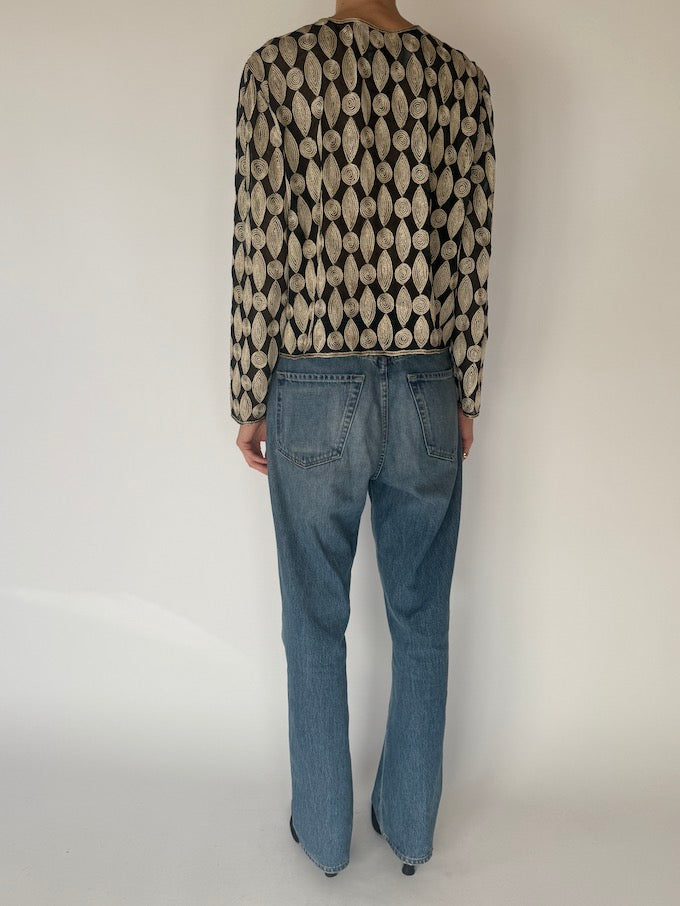 Vintage Embroidered Sheer Cardigan 6300