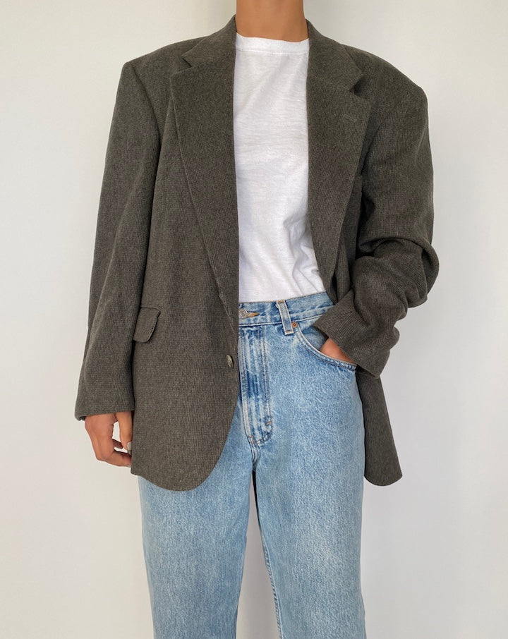 VINTAGE SINGLE BREASTED BLAZER IN CAMEL HAIR 2501