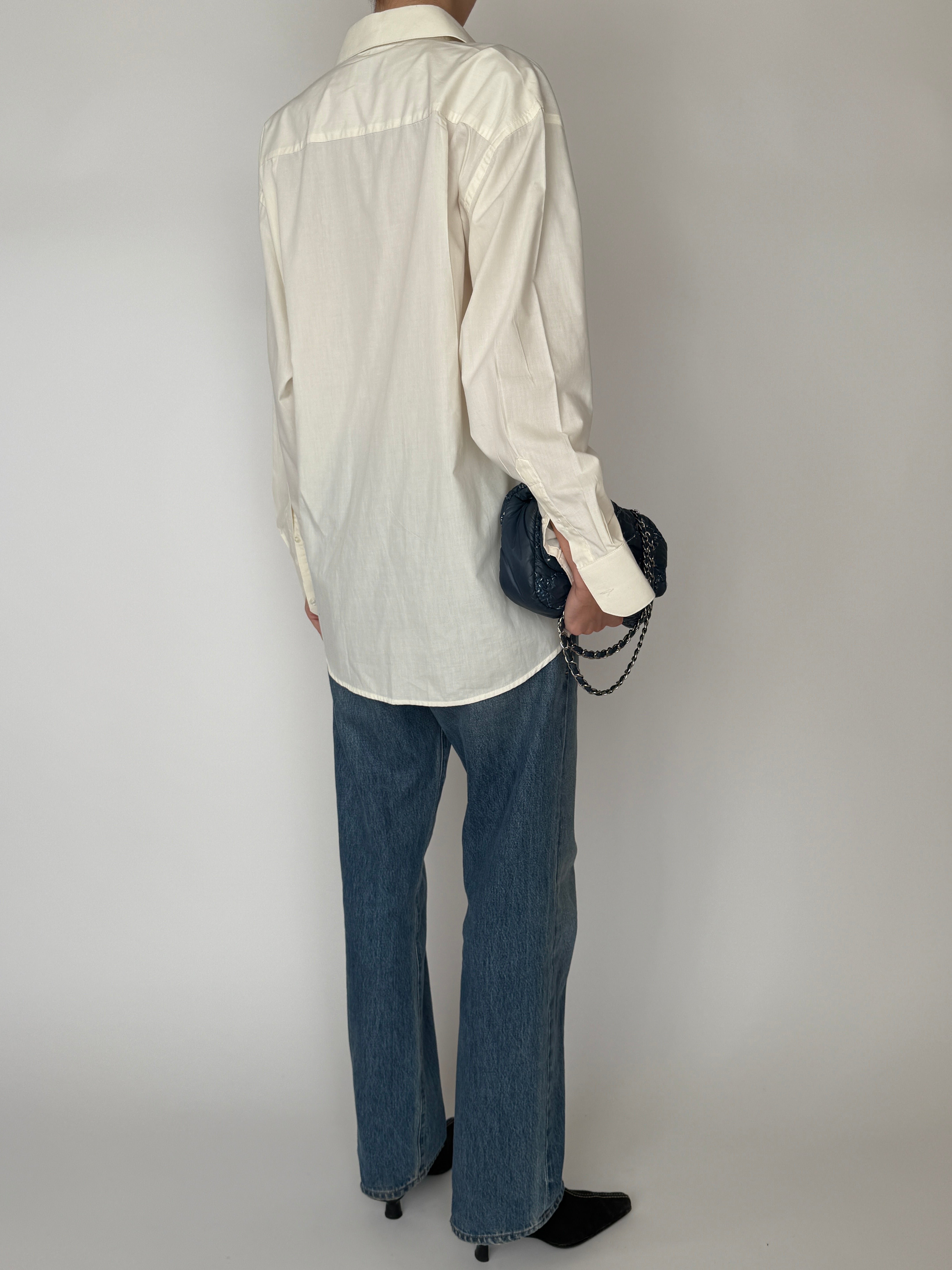 Vintage oversized cream shirt back view