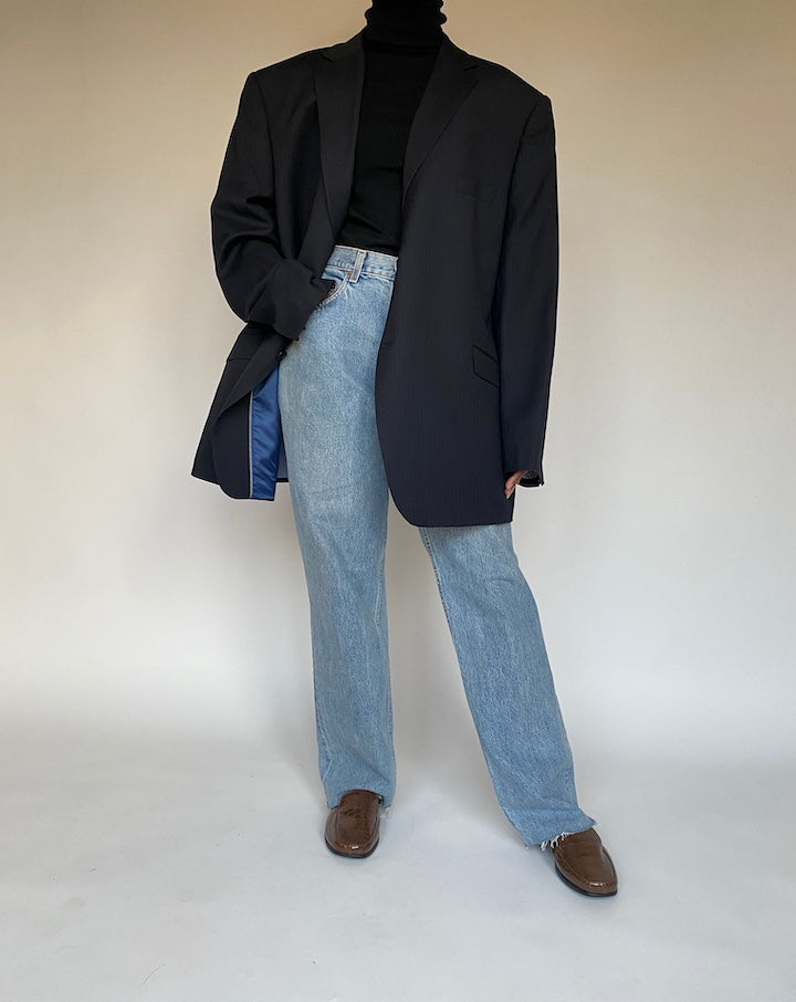 VINTAGE NAVY PINSTRIPED BLAZER 1703