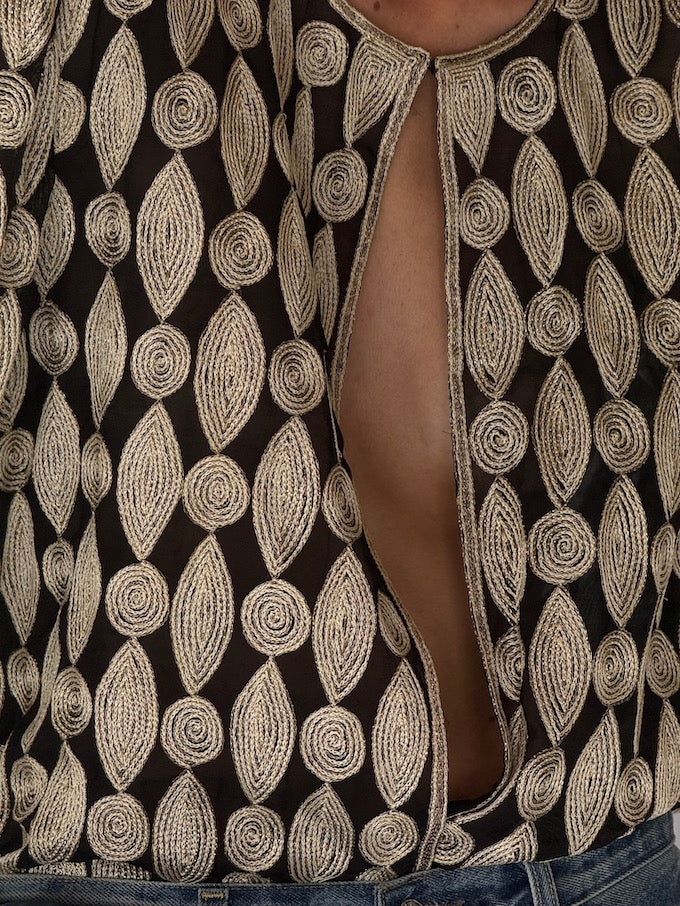 Vintage Embroidered Sheer Cardigan 6300