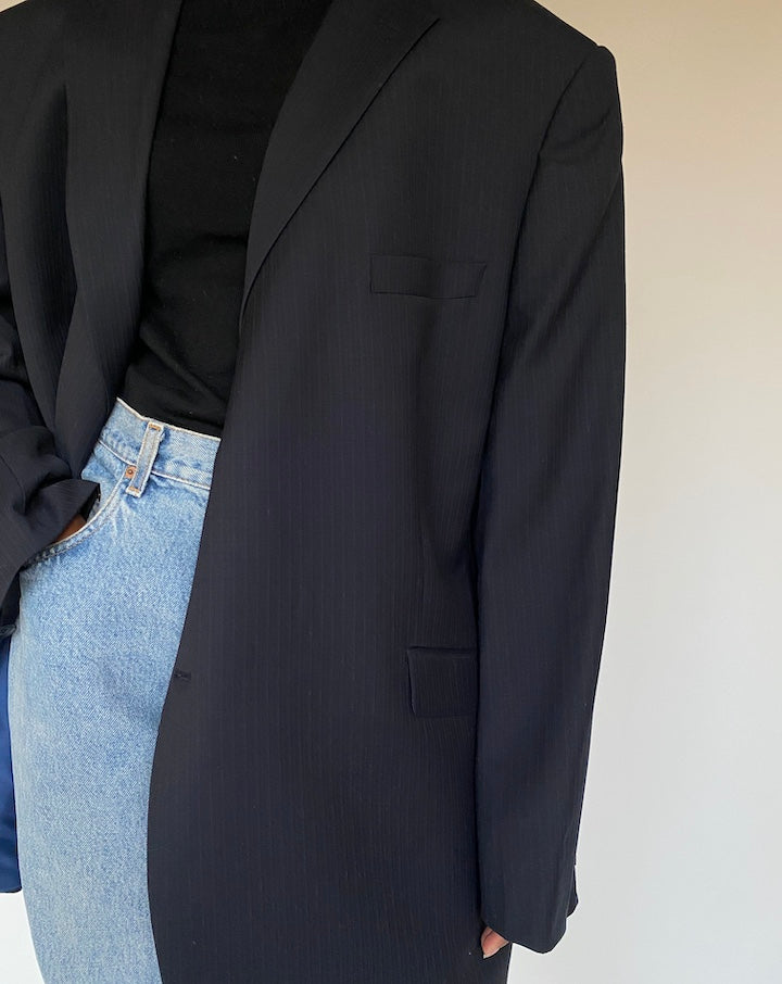 VINTAGE NAVY PINSTRIPED BLAZER 1703