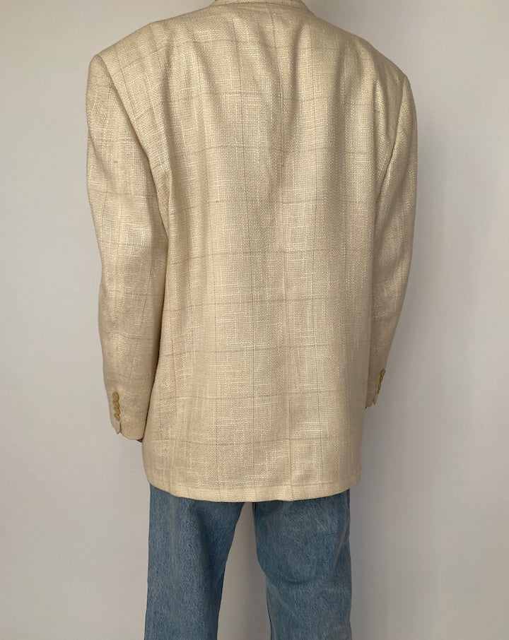 VINTAGE CREAM OVERSIZED CHECKED BLAZER 2503
