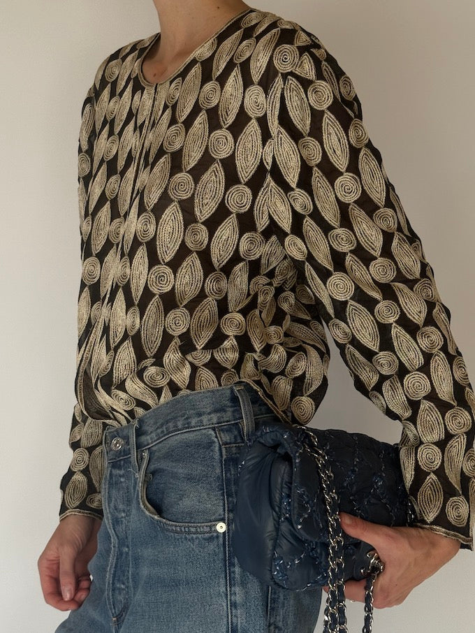 Vintage Embroidered Sheer Cardigan 6300