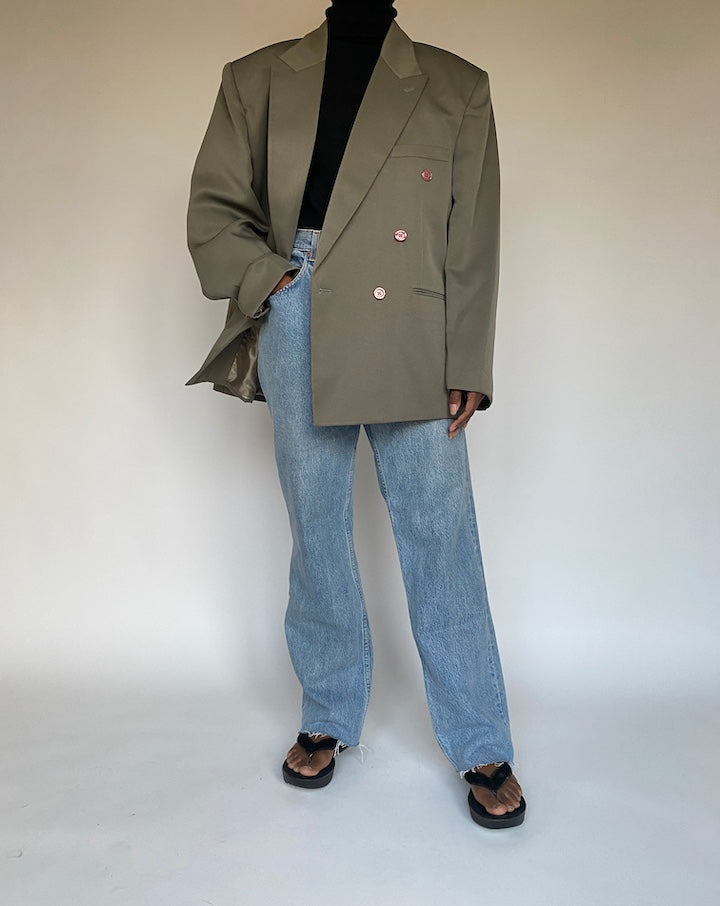 VINTAGE GREEN DOUBLE BREASTED BLAZER 1705