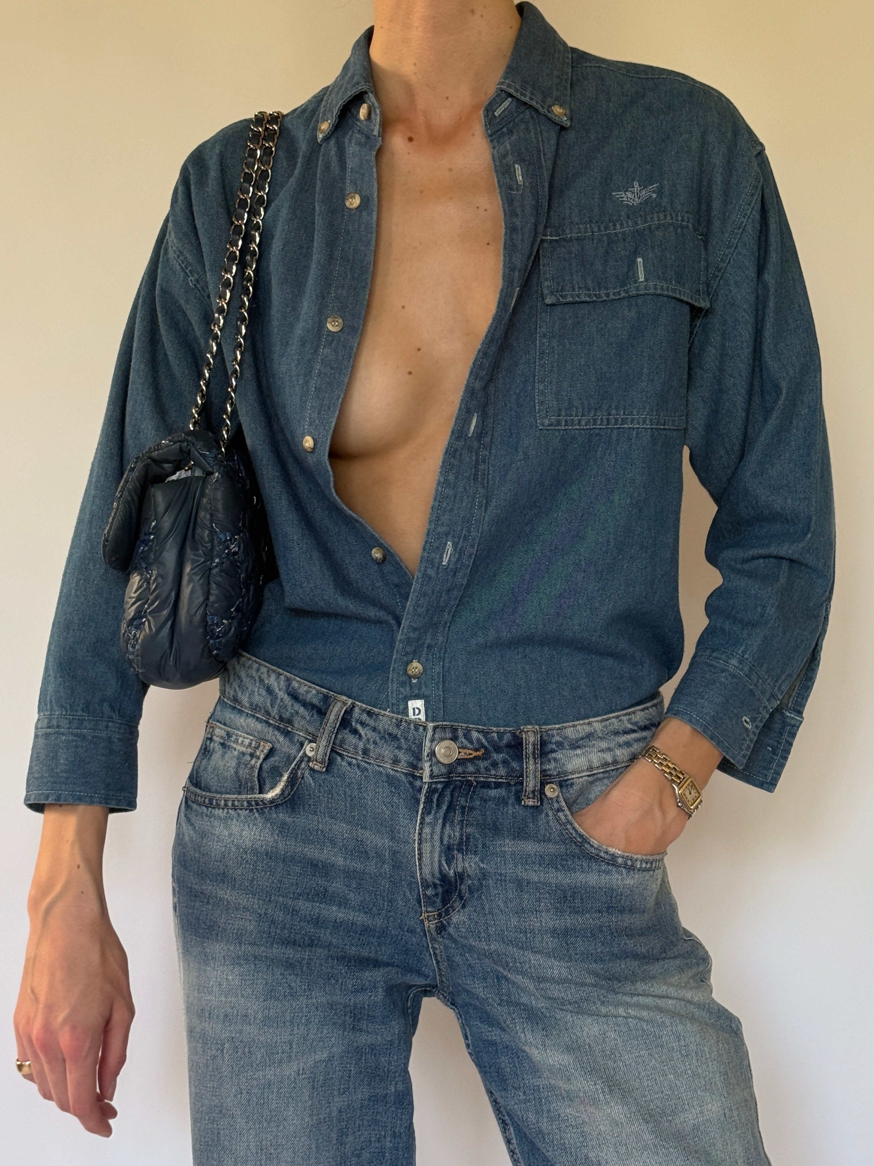 Vintage denim fabric close-up