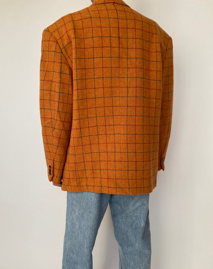 VINTAGE ORANGE CHECKED BLAZER 2506