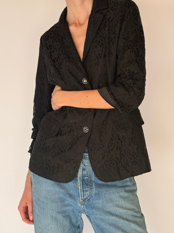 Vintage Black Lace Blazer