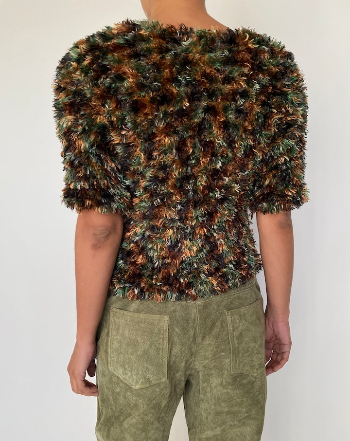 VINTAGE FUZZY SHORT SLEEVE TOP 2508