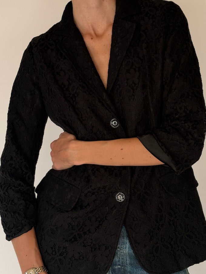 Vintage Black Lace Blazer