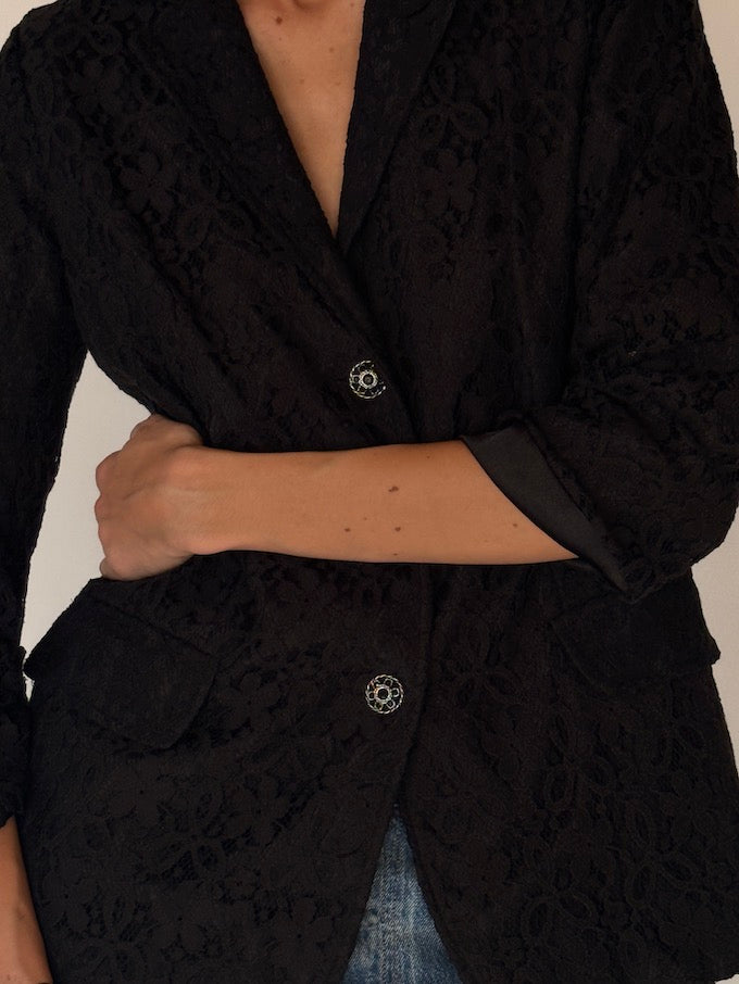 Vintage Black Lace Blazer