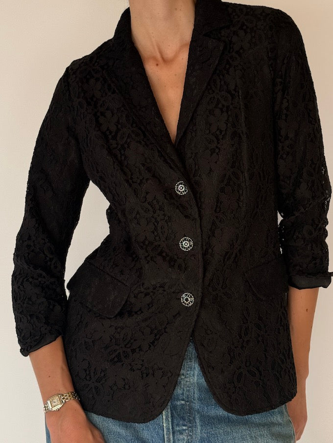 Vintage Black Lace Blazer