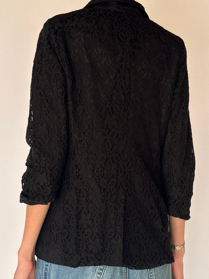 Vintage Black Lace Blazer