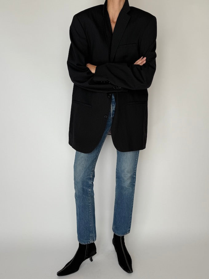 Vintage Charcoal Oversized Wool Blazer 5300