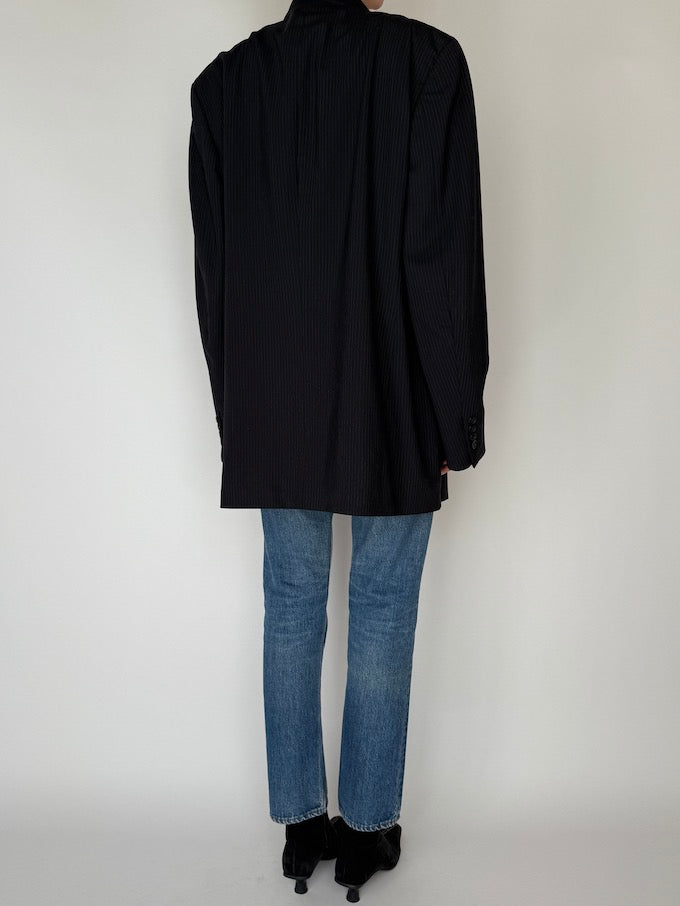 Vintage Charcoal Oversized Wool Blazer 5300