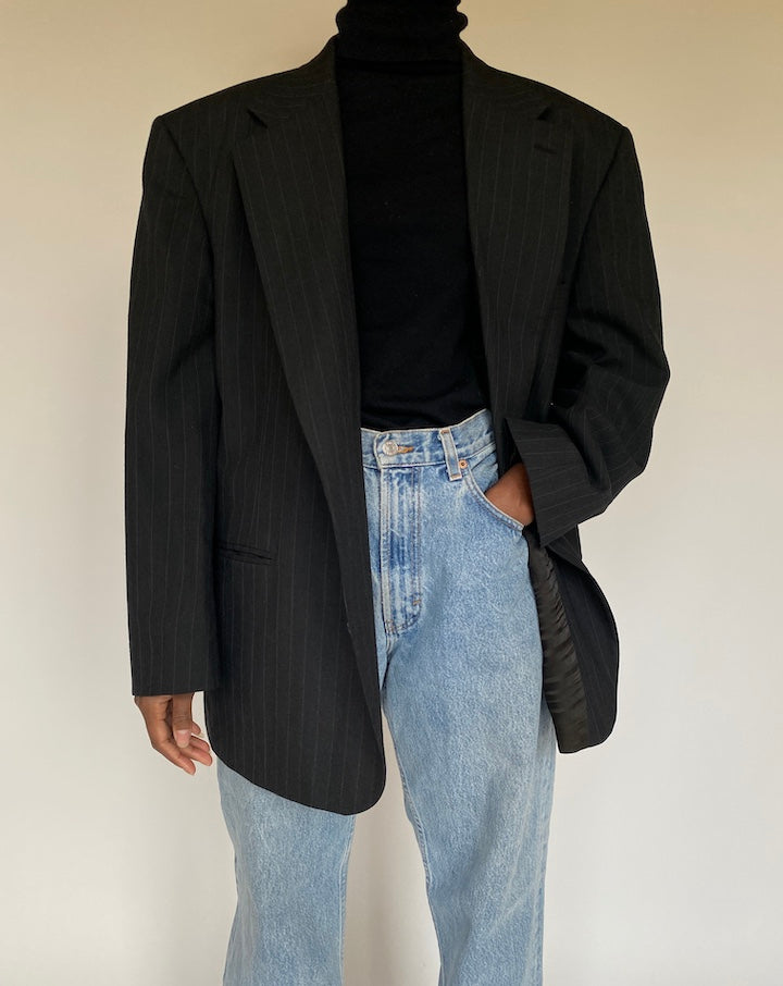 VINTAGE OVERSIZED PINSTRIPED BLAZER 1712